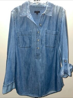 Talbots Light Denim Tunic Blouse